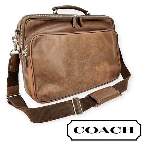 COACHRARE VINTAGE Brown Leather Laptop Briefcase Shoulder Bag Style# G1S-5306